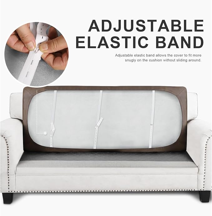 molasofa Leather Look Couch Cushion Covers, Stretch Sofa Cushion Covers for Sectional Armchair Loveseat Protector,Replacement Seat Cushion Slipcovers, Machine Washable (1 Cushion Sofa, Light Brown) - Image 4