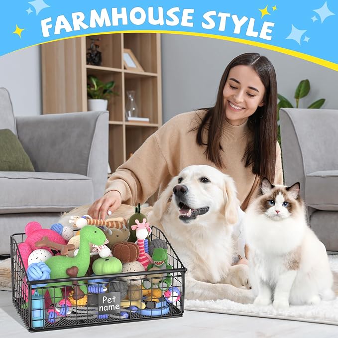 Kaiferty Indestructible Dog Toy basket, Medium Toy Box for Dogs,Pet Toy Bin Dog Metal Basket for Toys, Toy Storage Organizer, Toy Box for Living Room Area (Black) - Image 6