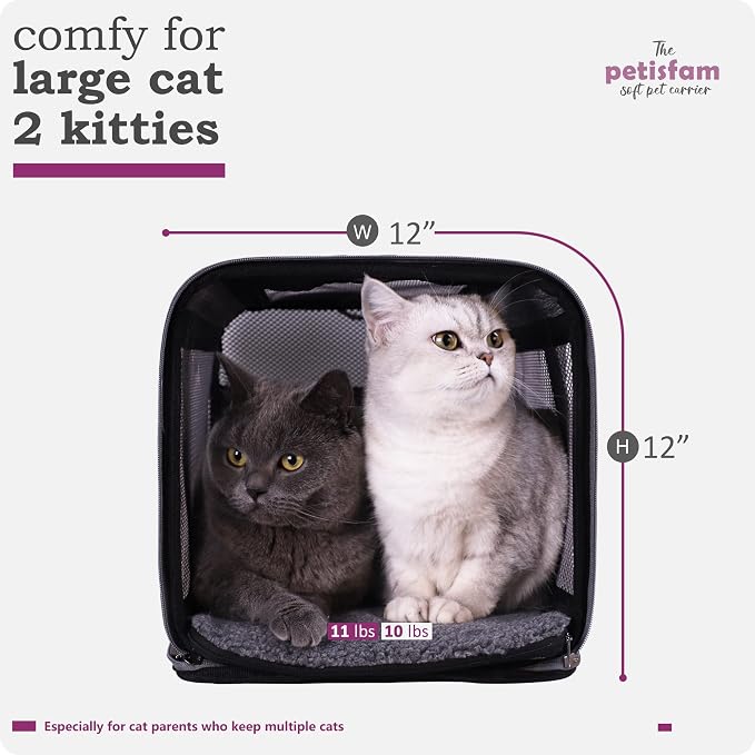 Soft Pet Carrier for Large and Medium Cats, 2 Kitties, Small Dogs. Easy to Get Cat in, Great for Cats that Don't Like Carriers (Viva Magenta) - Image 5