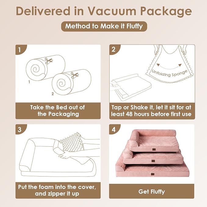 EHEYCIGA Large Dog Bed Memory Foam for Crate, Orthopedic Dog Bed Large Size Dogs with Washable Removable Cover, Waterproof Pet Sofa Couch with Nonskid Bottom, 35x22x6, Pink - Image 7