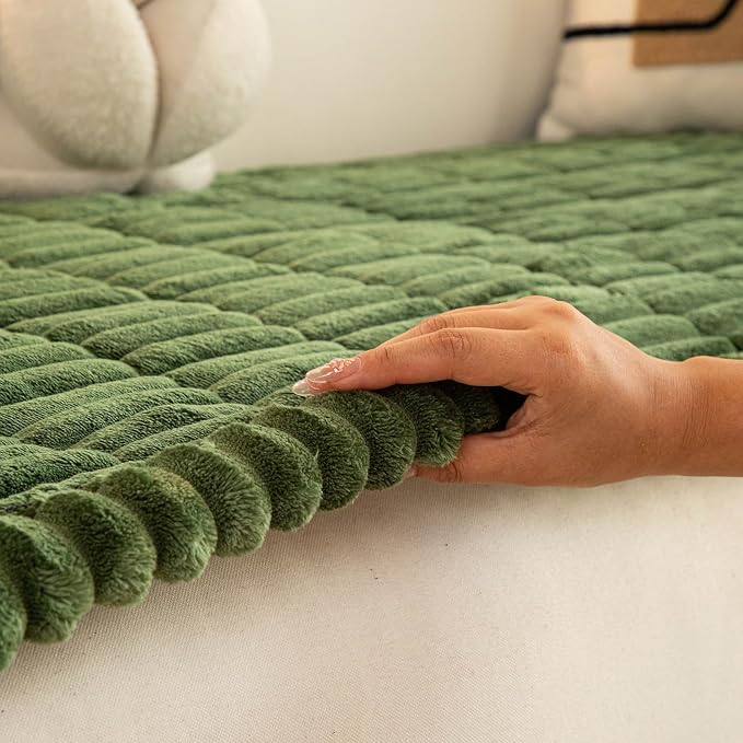 vctops Striped Couch Cover Super Soft Corduroy Sectional Sofa Cover Washable Non Slip Sofa Slipcover Furniture Protector for Kid Dog Pet,1 Piece (Dark Green,27"x27") - Image 6