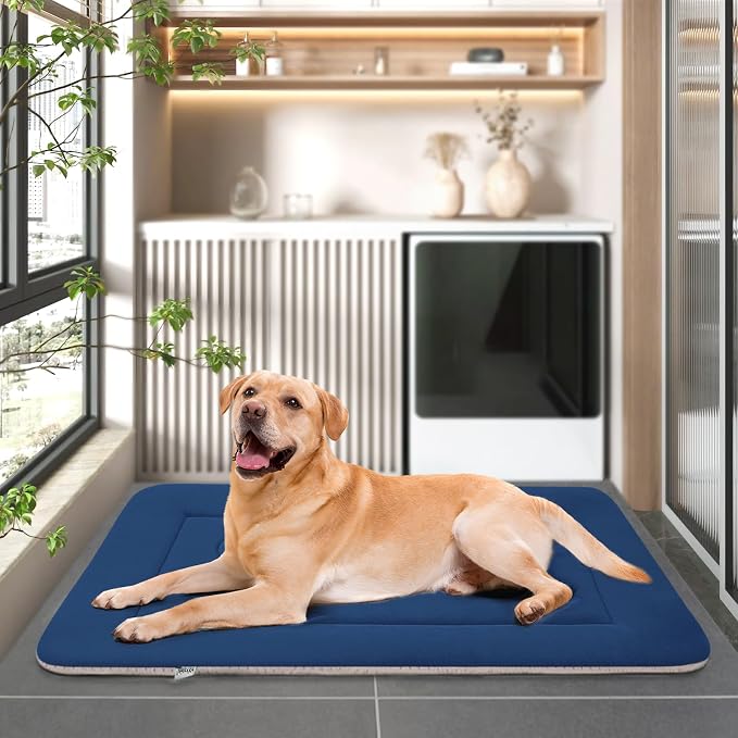 Dog Bed Soft Dog Crate Pad Mat for Medium/Large Dogs 36 in Non-Slip Bottom Washable Dog Sleeping Mattress Pet Beds Cat Beds Kennel Pads, Dark Blue - Image 7