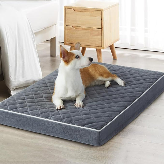 WNPETHOME Orthopedic Waterproof Large Sized Senior Dogs Bed for Comfy Sleep | Washable Ped Bed with Removable Cover, Multi-Needle Quilting Large Dogs Crate Bed for Dog Relax, Light 36x27 Inch by WNPETHOMEPETSHOME