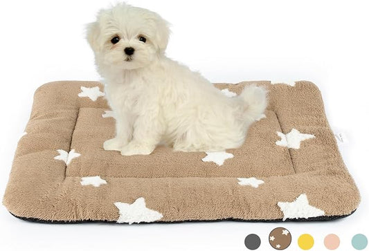 Mora Pets Dog Crate Pad Kennel Bed Crate Mat for Small Dogs Washable Cute Star Pet Bed for Dog Cage Ultra Soft Flat Puppy Cat Kitten Pillow Cushion for Sleeping Anti-Slip Brown 24 x 18 by MoraPets