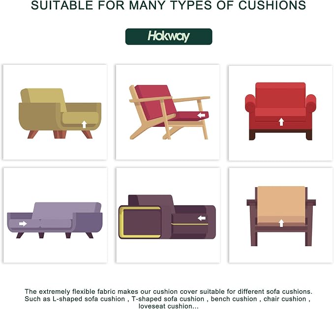Hokway Couch Cushion Covers Stretch Cushion Covers Sofa Seat Cushion Slipcover Cushion Protector(Celadon, Large) - Image 6