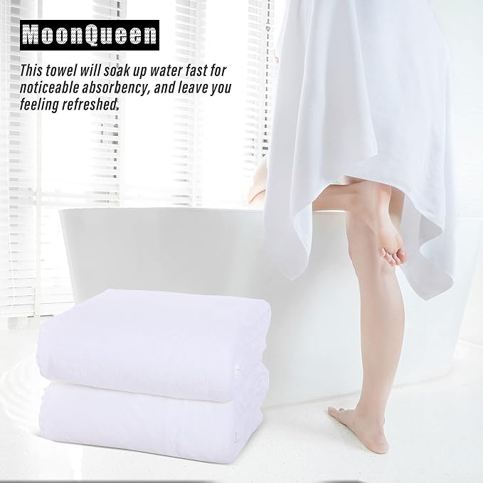 MOONQUEEN 2 Pack Premium Bath Towel Set - Quick Drying - Microfiber Coral Velvet Highly Absorbent Towels - Multipurpose Use as Bath Fitness, Bathroom, Shower, Sports, Yoga Towel (White) - Image 7