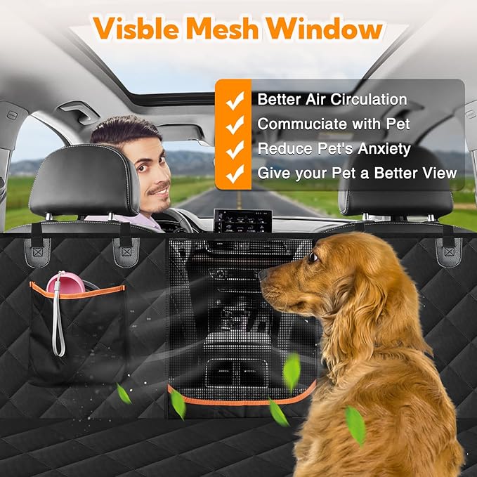 Kytely Dog Car Seat Cover for Back Seat,600D Heavy Duty Dog Hammock for Car with Side Flap,100% Waterproof Pet Backseat Cover, Anti-Scratch Nonslip Pet Seat Protector for Cars Trucks and SUV - Image 2