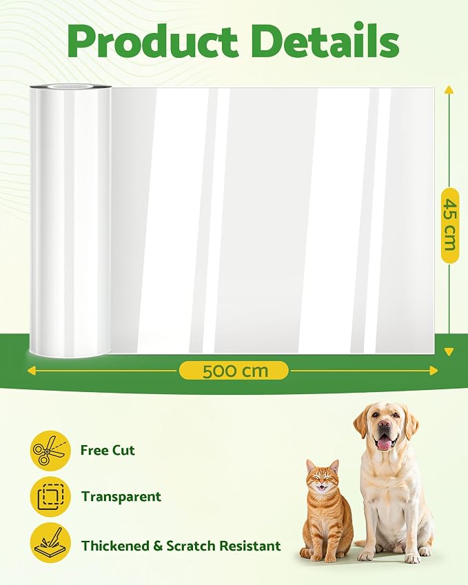 Gimars Transparent Cat Scratching Mat Cat Scratching Board Furniture Protection 45×500cm - Image 2