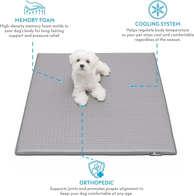 Paw Inspired Cooling Orthopedic Crate Pad, 41x28 Inch, Gray | Large Size Washable Memory Foam Mat for Dogs and Cats, Fits 42 Inch Kennel - Image 2