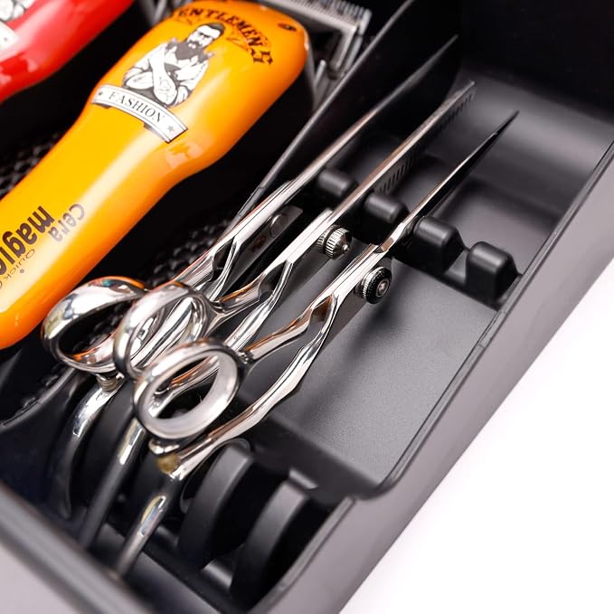 Barber Clipper Organizer Barber Tools Tray Salon Hairdressing Clipper Scissors Rack Holder Storag Scissors Holder Blade Rack Storage Tray for Clipper Guard Holder (Assemble) - Image 5