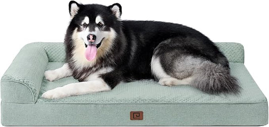 EHEYCIGA XXL Dog Bed Memory Foam, Orthopedic Giant Dog Bed Jumbo with Washable Removable Cover, Waterproof Pet Sofa Couch with Nonskid Bottom, 48x35x7.5, Greyish Green by EHEYCIGA