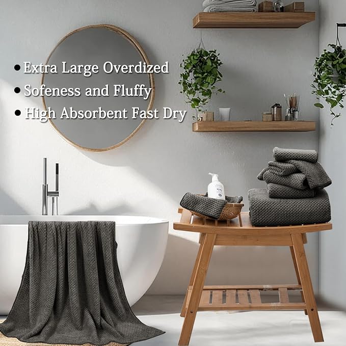 Extra Large Bath Towels Set 35x70 Inches - Dark Coffee Luxury 600 GSM Oversized Bath Sheet Towel,Ultra Soft Microfiber - Quick Dry,Highly Absorbent Shower Towels Spa Hotel Bathroom Towel Set (4-Pack) - Image 4