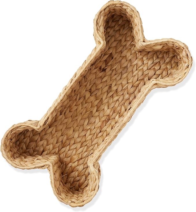 Casafield Dog Bone Shaped Storage Basket - Natural, Large Woven Water Hyacinth Pet Toy Organizer Bin - Image 5