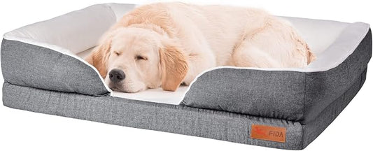 Fida Orthopedic Dog Bed with Memory Foam Base - Dog Lounge Sofa with Removable Washable Cover, Pets Couch Beds for Small/Medium/Large Dogs & Cats (XL-44"x34", Black) by Fida