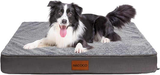 NACOCO Orthopedic Dog Bed for Medium Large Dogs, Waterproof Dog Crate Mat with Removable Washable Cover, 35D High-Density Foam Support, Non-Slip Bottom & Flannel Top, for Elderly Dogs, Grey, 35"x24" by HOME
