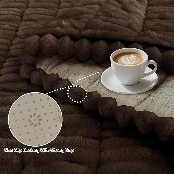 U-NICE HOME Fuzzy Loveseat Cover, Chocolate 27.6''x47'' | Non-Slip, Washable, Couch cover for dog, Pet friendly, Furniture Protector - Image 3