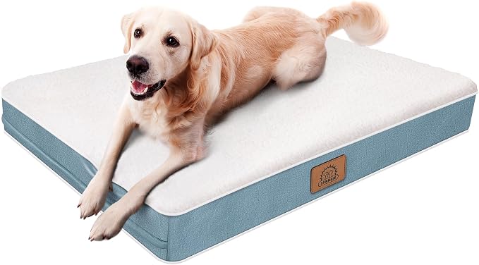 Sunheir Washable Orthopedic XL Dog Bed Extra Large Waterproof Dog Crate Bed | Removable Cover, Egg Crate Foam Support, Easy-Clean, Anti-Slip Bottom, Machine Washable Soft Pet Bed Mat for Crate, 36" Blue - Image 7