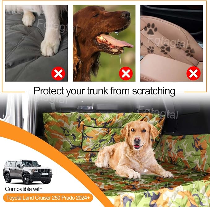Cargo Liner for Dogs Compatible with Toyota Land Cruiser 250 Prado 2024-2026, Pet Dog Trunk Cargo Liner, Waterproof Anti-Dirty Pet Cargo Cover Dog Seat Mat, with Bumper Flap Protector (Camouflage) - Image 6