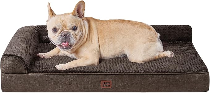 EHEYCIGA Orthopedic Dog Bed Medium Size Dogs, Memory Foam Dog Bed with Washable Removable Cover, Waterproof Pet Sofa Couch for Crate with Nonskid Bottom, 30x20x6,Brown by EHEYCIGA