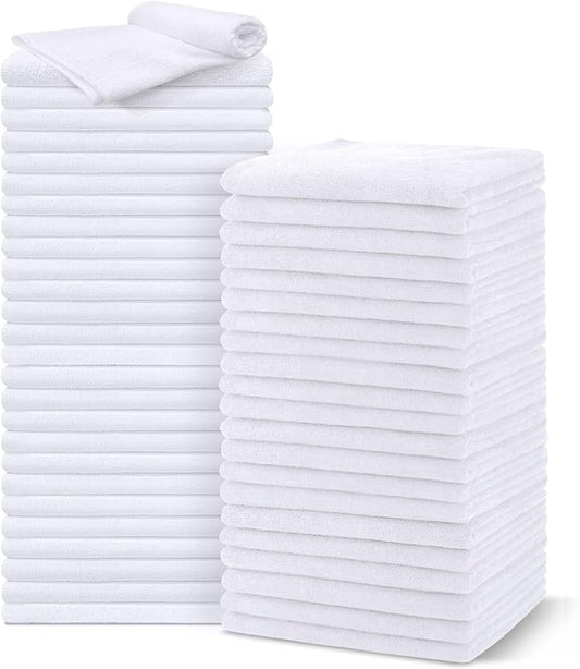 UNIMADE Salon Towels 48 Pack, Super Soft Microfiber Hand Towel | Highly Absorbent Hair-Drying Cloth for Gym, Bath, Spa Use and Home Beauty Care - White (16x29 inch) by Unimade