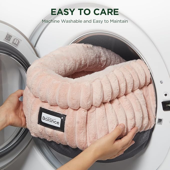 BALANCE Cat Bed Kitten Bed, Washable Round Cat Beds for Indoor Cats,Super Soft Plush Faux Fur Pet Bed for Puppy and Kitten with Anti-Slip Bottom - Image 7