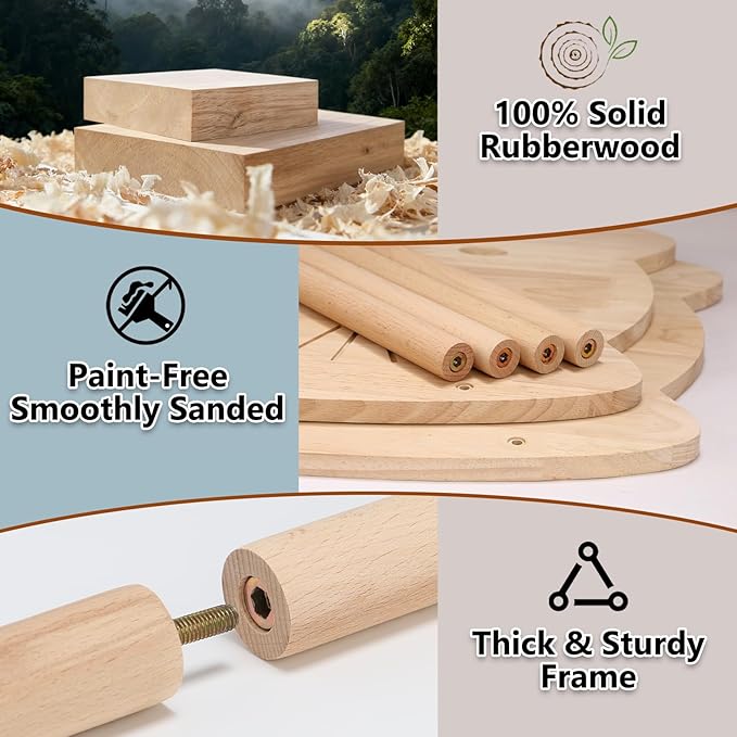 Elevated Cat Bed, Solid Rubberwood Cat Hammock Bed with Soft Breathable Cover, Double Pet Beds for Multi-Cats Households Small Dog Rabbit - Image 4
