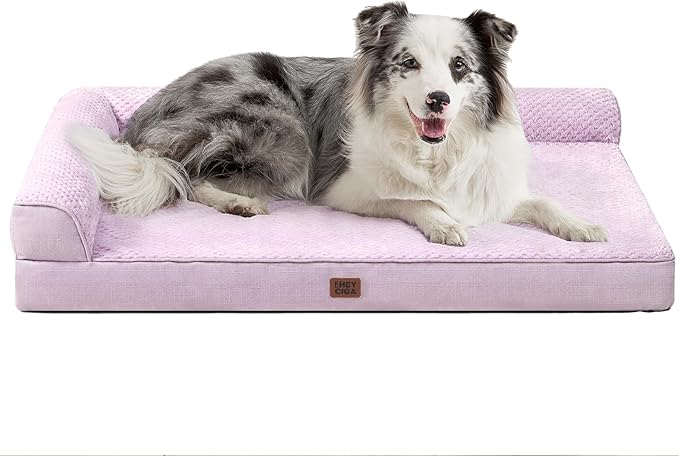 EHEYCIGA XL Dog Bed Memory Foam for Crate, Extra Large Dog Bed Orthopedic with Washable Removable Cover, Waterproof Pet Sofa Couch XLarge Size Dogs, 41x27x6.5, Lilac by EHEYCIGA
