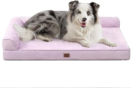 EHEYCIGA XL Dog Bed Memory Foam for Crate, Extra Large Dog Bed Orthopedic with Washable Removable Cover, Waterproof Pet Sofa Couch XLarge Size Dogs, 41x27x6.5, Lilac by EHEYCIGA