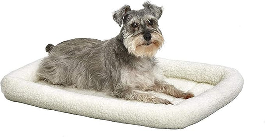 MidWest Homes for Pets QuietTime Dog Bed - White Fleece Bolster, Ultra-Soft and Machine Washable, Fits 30-Inch Crates and Carriers, for Medium Breed Dogs by MidWestHomesForPets