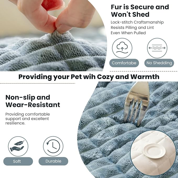 Couch Cover for Dogs Washable, Non-Slip Pet Couch Covers for Sofa, Fuzzy Dog Couch Cover Blanket, Thick, Soft, Plush Couch Cushion Covers for Sofa Protector(Blue Gray, 23.6" x 47.2"/60 x 120cm) - Image 4