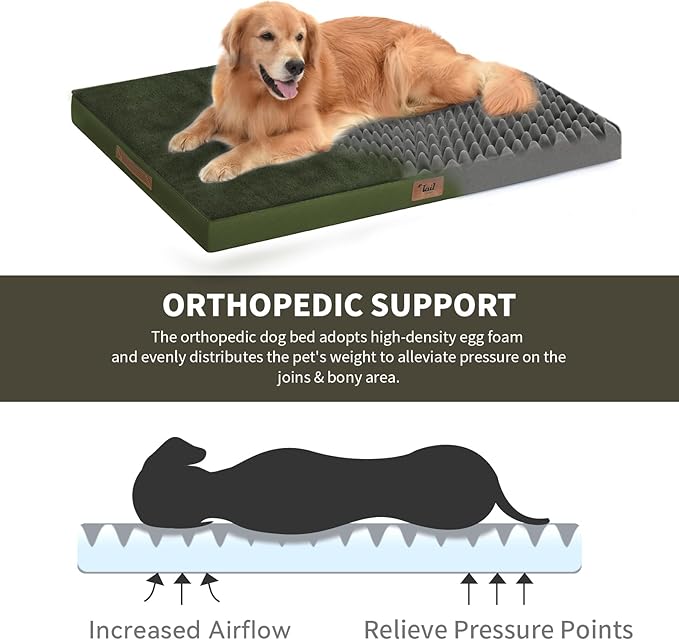 Orthopedic Waterproof Dog Bed for Small Dogs and Cats | Egg Crate Foam for Joint Support, Fits 30x19 Crates, TPU Waterproof Layer, Machine Washable 1680D Oxford Cover, Up to 30 lbs - Image 2