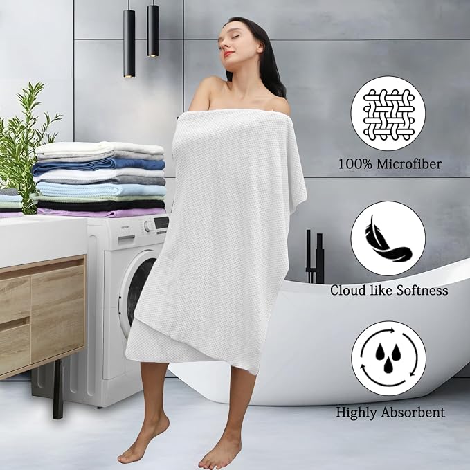 Extra Large Bath Towels Set 35x70 Inches - White Luxury 600 GSM Oversized Bath Sheet Towel,Ultra Soft Microfiber - Quick Dry,Highly Absorbent Shower Towels Spa Hotel Bathroom Towel Set (4-Pack) - Image 3