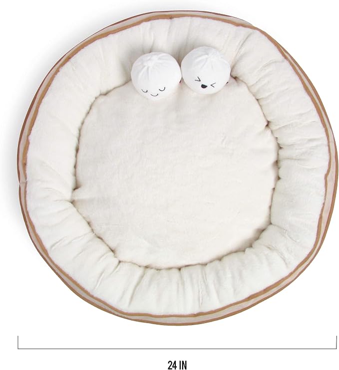 TONBO Soft Plush Small Cute and Cozy Food Dog Cat Bed, Washer and Dryer Friendly (Dim Sum) - Image 4