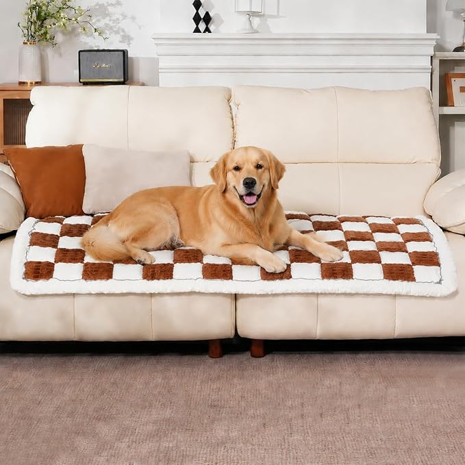 Pet Couch Cover for Dogs & Cats, Soft Flannel Non-Slip Couch Sofa Cover Protector, Dog Bed Sleeping Mat, Washable Reversible Anti-Slip Dog Bed for Small Medium Large Pets(27.6X59.05,Brown) by AMZWISE