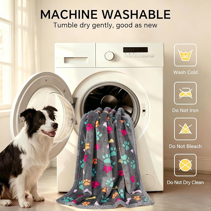 Luciphia Waterproof Pet Blankets for Couch Sofa Bed Cover Cat Liquid Pee Proof Washable Soft Fluffy Large Dog Blanket Reversible Furniture Protection Puppy Grey Bone Thicken Medium（57" x 40"） | Soft Print Pet Blanket Washable Pee Proof, Furniture Prote... - Image 7