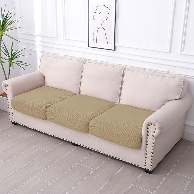 hyha Waterproof Couch Cushion Covers for Pets, Non Slip Sofa Seat Cover | Stretch Jacquard Fabric, Elastic Bottom, Non Slip Fit, Waterproof Protection, Pet Hair Protection (3 Pieces) - Image 7