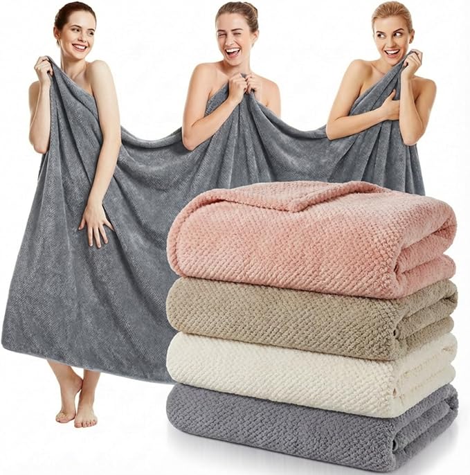 Newwiee 4 Pcs Oversized Bath Towel 40'' x 80'' Bath Sheet,Warm Colors | Fluffy Microfiber Quick Dry, Extra Large Bathroom Towel, Soft Absorbent Adult Shower Sheet, Fall Halloween Decor, Spa Beach by Newwiee