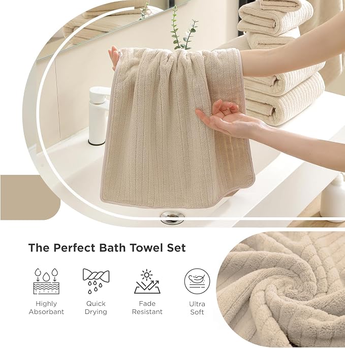Hailea Hand Towels Set 16x31 Inches,Soft Microfibers Bathroom Towel Set 2 Pack,Highly Absorbent Quick Dry Luxury Towel Hotel Spa Gym Hand Towel Collection for Bathroom,Camel - Image 2