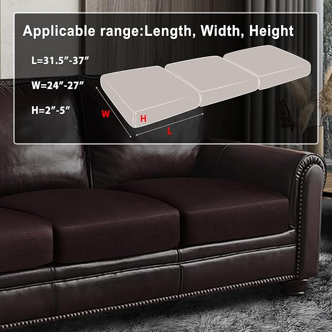 ANARACHON Leather Look Couch Cushion Covers Sofa Seat Slipcovers Sets Couches Furniture Protector for Sectional Armchair Loveseat Pets Kids Stretch Spandex Fabric (3 Cushion XL Sofa, Chocolate) - Image 3