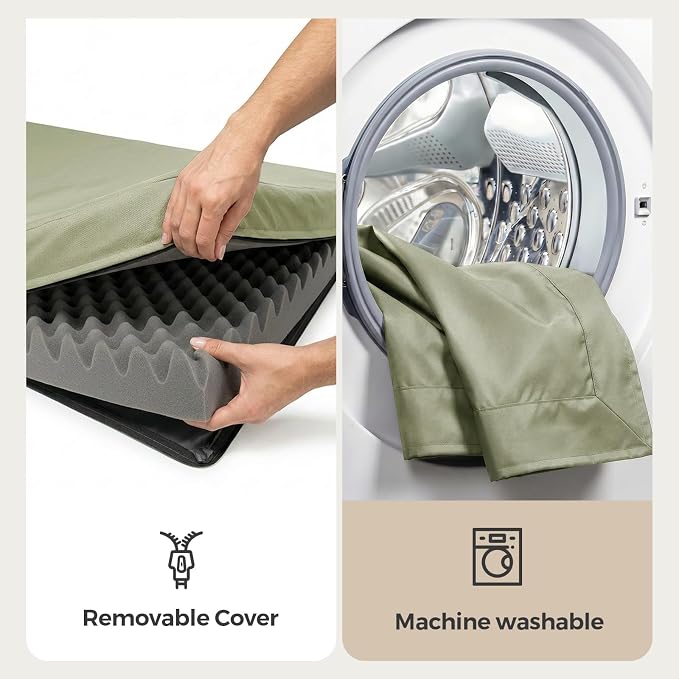 Sytopia 42 Inch Outdoor Waterproof Dog Bed for Extra Large Dogs, Orthopedic Egg Crate Foam Pet Mat with Removable Washable Cover, Durable Crate Mat for Patio, Deck, Camping, Travel, Green - Image 3