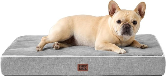 EHEYCIGA Medium Memory Foam Dog Crate Bed Washable, 30x20Inch, Grey | High Density Egg Crate Foam, Waterproof Liner, Removable Easy Clean Cover, Non-Slip Bottom, Fits Crate, Floor and Sofa by EHEYCIGA
