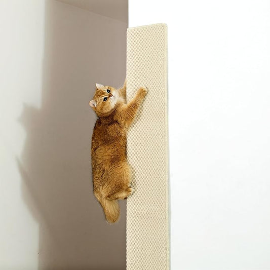 SHENGOCASE Thickened Cat Wall Corner Climbing Carpet, Cat Wall Furniture, Wall Corner Scratcher, Scratching Post (Cream-White) by SHENGOCASE