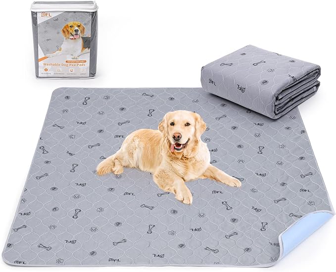 Dog Pee Pad Washable 65x48 Large, Fast Absorption Reusable Puppy Pads, Waterproof Pet Training Pads,Non-Slip Bone Print Whelping Pad for Dog Playpen, Incontinence, Housebreaking by PICKFORLIFE