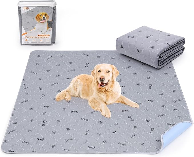 Pee Pads for Dogs Washable,34x52 Reusable Puppy Pads, Absorbent Whelping Pads with Bone Print, Non-Slip Waterproof Pet Training Pads for Couch, Crate, Potty Training by PICKFORLIFE