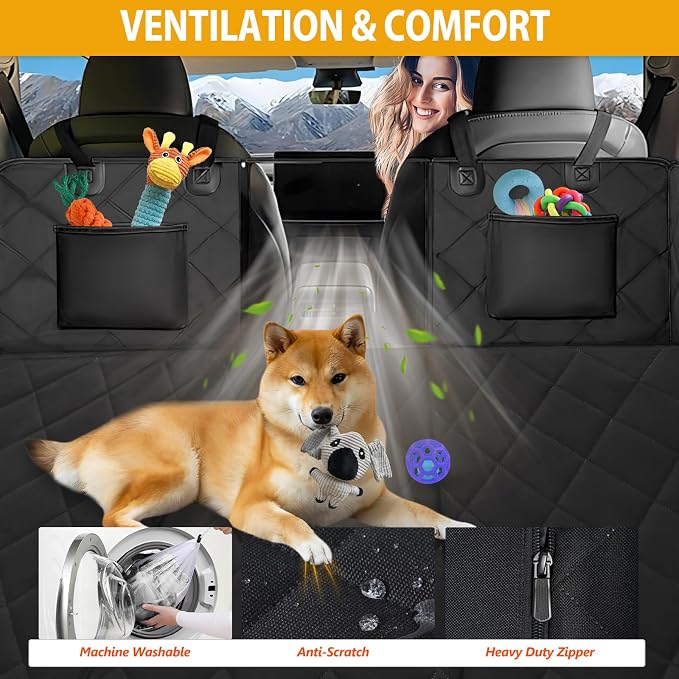 Back Seat Extender for Dogs-Large Space, Dog Car Seat Cover Hard Bottom Holds 420lbs, Sturdy Backseat Extender for Dogs,Upgraded Waterproof Pet Car Bed Dog Hammock for Car, SUV,Truck, Black - Image 6