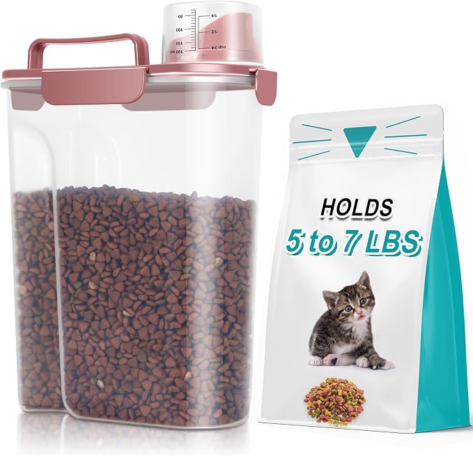 TBMax Portable Dog Food Storage Container 5 to 7 Lbs, Airtight Cat Food Container with Large Spout & Cup, Pet Food Storage Dispenser for Small Animal Kibble Storage, Dog Treat Bird Seed Container by TBMax