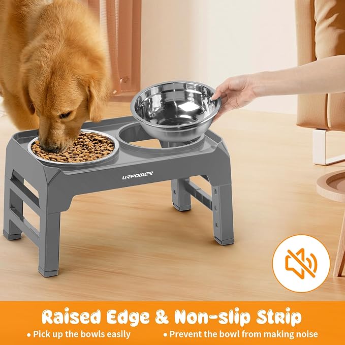 URPOWER Raised Dog Bowls 4 Height Adjustable Elevated Bowl Stand | Stainless Steel Water Bowl Non-Slip Dog Food Bowls Stand for Small Medium Large Dogs and Pets - Image 5