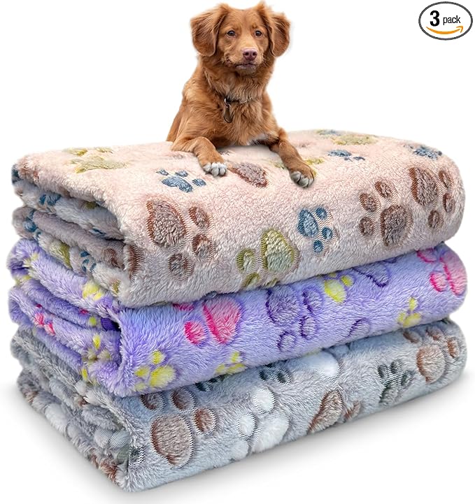 Dog Blankets for Medium Large Dogs Washable, 3 Pack Pet Blanket Washable 41" x 31", Fuzzy Soft Puppy Throw Cover for Kennel Crate Bed by NXDZI