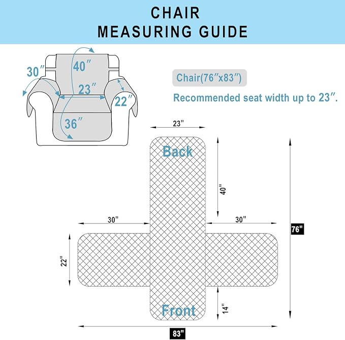 Reversible Recliner Chair Covers, 23" Chair, Burgundy/Camel | Chair Covers for Living Room with Elastic Straps, Water Repellent, Chair Protectors Covers for Dogs - Image 7