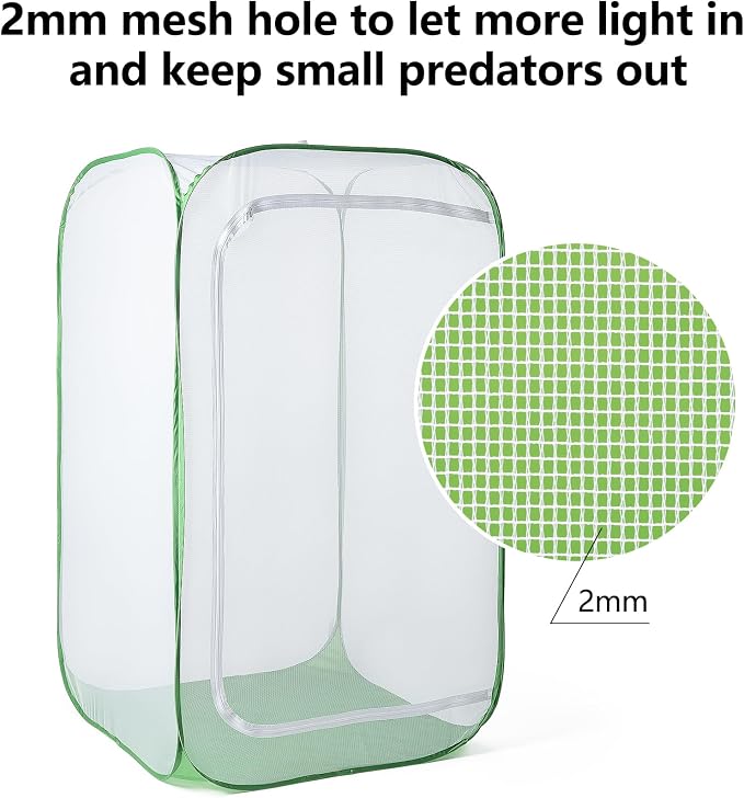23.6" Outdoor Mesh Plant Enclosure, Plant Cover for Pests, Bird and Pest Protection Guard for Fruit, Vegetables, Flowers and Herbs Pop-Up Cage 15.7 x 15.7 x 23.6 Inches - Image 4